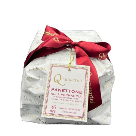 Quacquarini Panettone Alla Vernaccia Di Serra Petrona DOCG Con Uvetta e Fragoline1KG